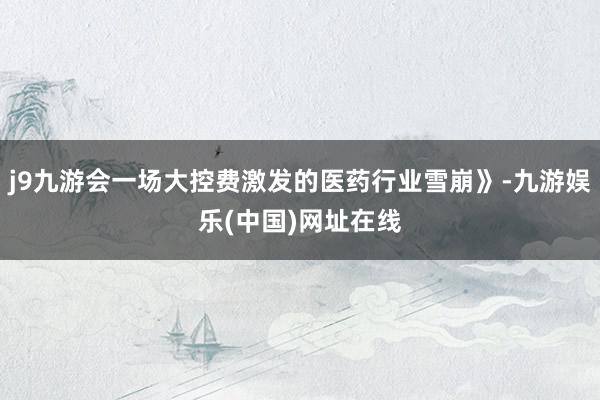 j9九游会一场大控费激发的医药行业雪崩》-九游娱乐(中国)网址在线